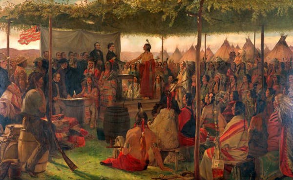 The painting "Treaty of Traverse des Sioux" by Francis Blackwell Mayer