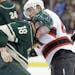 Wild winger Ryan Carter, playing with a left hand injury, has now injured his right hand stemming from a fight the other night with New Jersey's Jorda