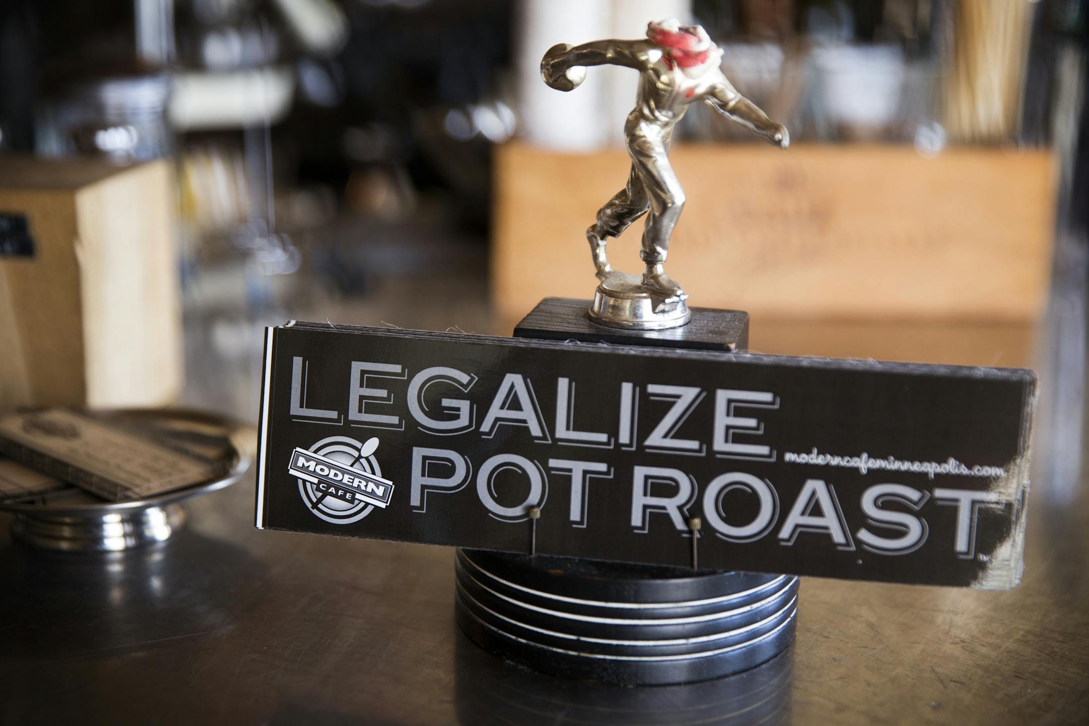 A sign at the Modern Cafe in Minneapolis on Tuesday, March 10, 2015.