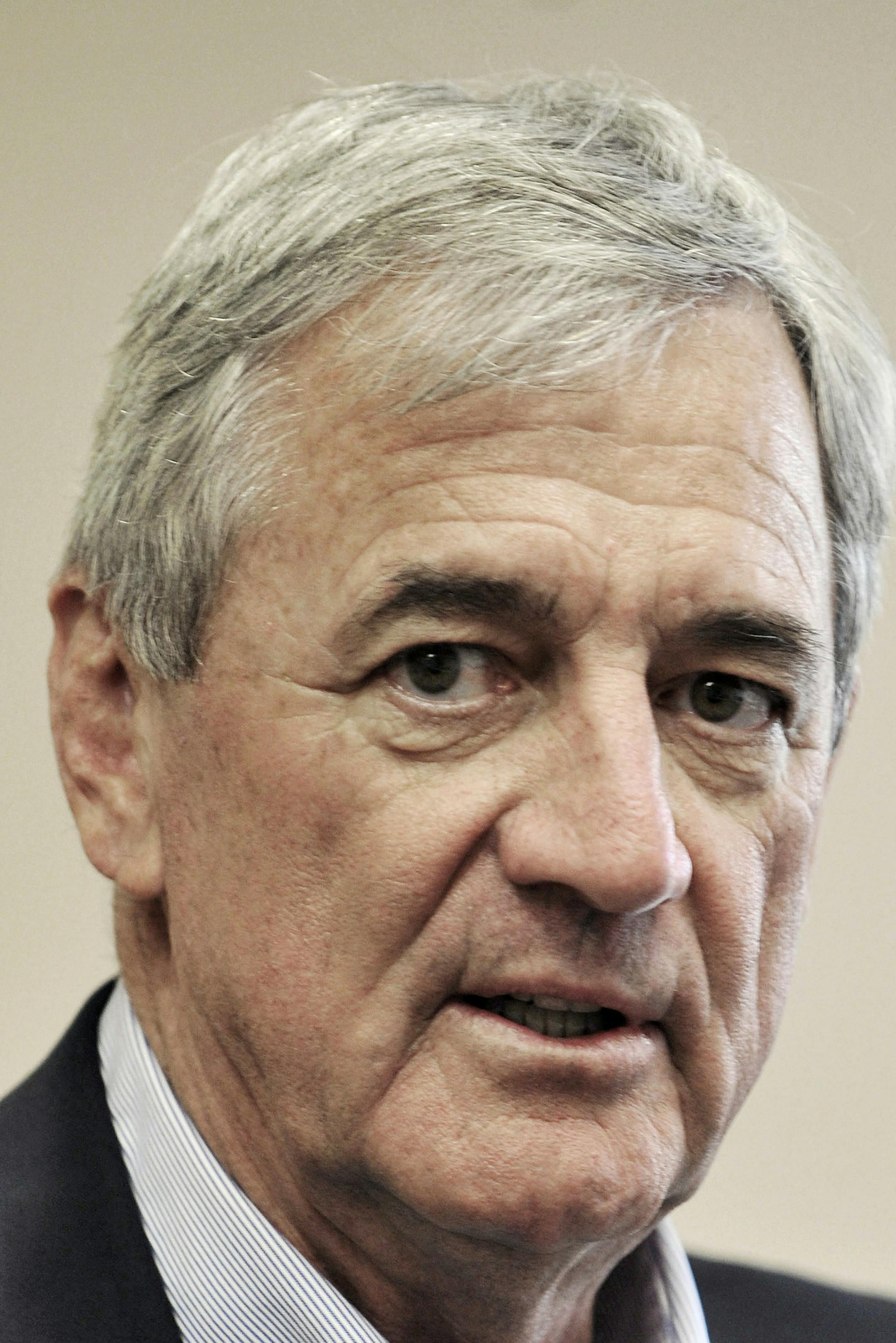 FOR WEEKEND EDITIONS - FILE - In this June 13, 2012 file photo taken in Minneapolis, former U.S. Rep. Rick Nolan is shown during an interview. Nolan is being challenged by Republican Stewart Mills in the November general election. The House district in the iron-range that was once solidly working class and Democratic is undergoing a political transformation that may threaten its colorful Democratic congressman. (AP Photo/Jim Mone,File)