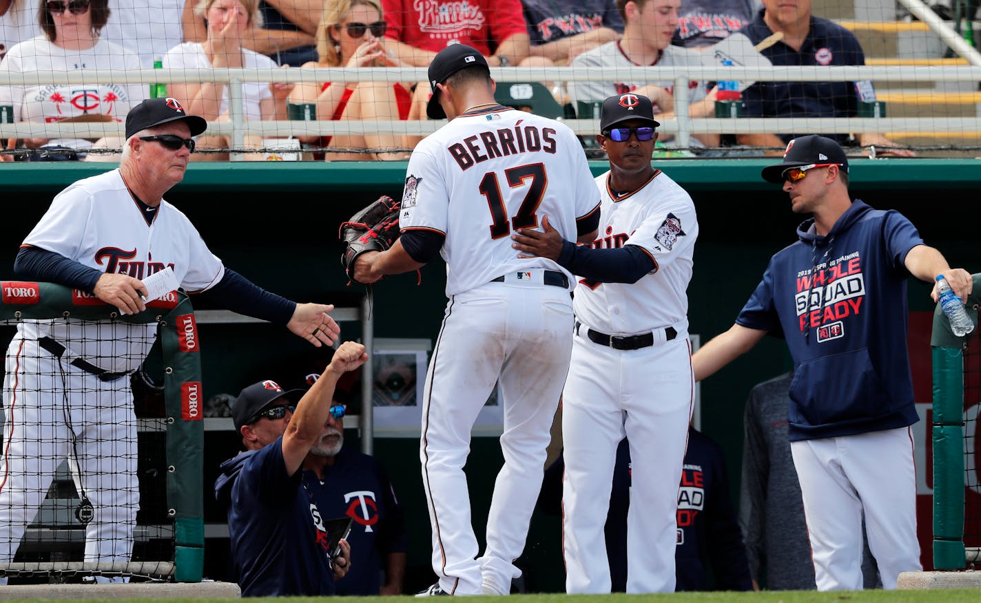 If the Twins' Jose Berrios pitches every five days for the rest of camp, he would be scheduled to start March 28 -- Opening Day.