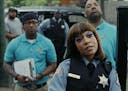 Sultan Salahuddin as Simon James, Chandra Russell as Sergeant Turner, Kareme Young as Kareem "K" Odom in "South Side."
Photo Credit: Comedy Central