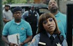 Sultan Salahuddin as Simon James, Chandra Russell as Sergeant Turner, Kareme Young as Kareem "K" Odom in "South Side."
Photo Credit: Comedy Central