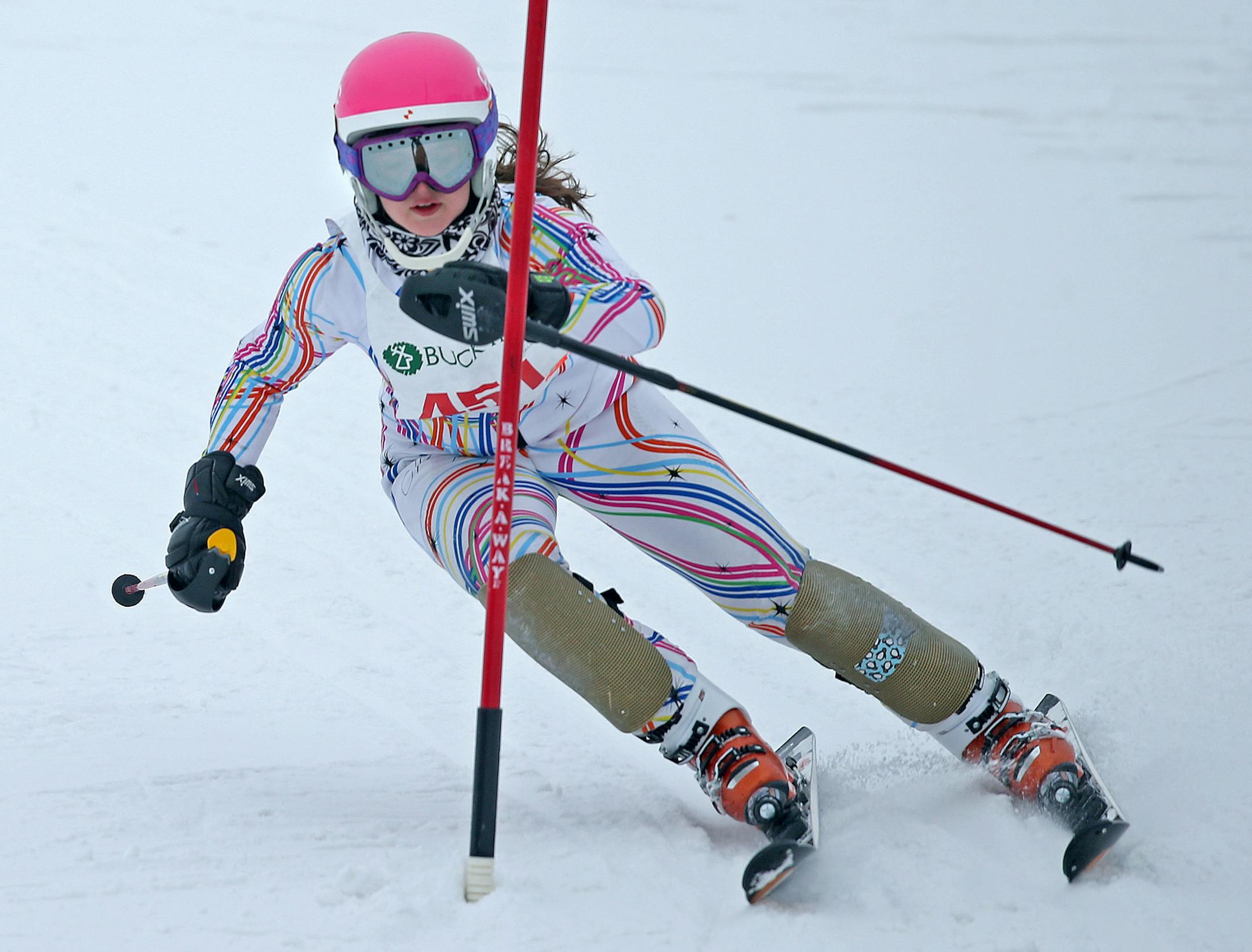 Eagan/Eastview's Sally Anderson made her way down the hill during her second run with a time of 23.28 at the Buck Hill Invitational, Friday, January 10, 2014 in Burnsville, MN. (ELIZABETH FLORES/STAR TRIBUNE) ELIZABETH FLORES • eflores@startribune.com