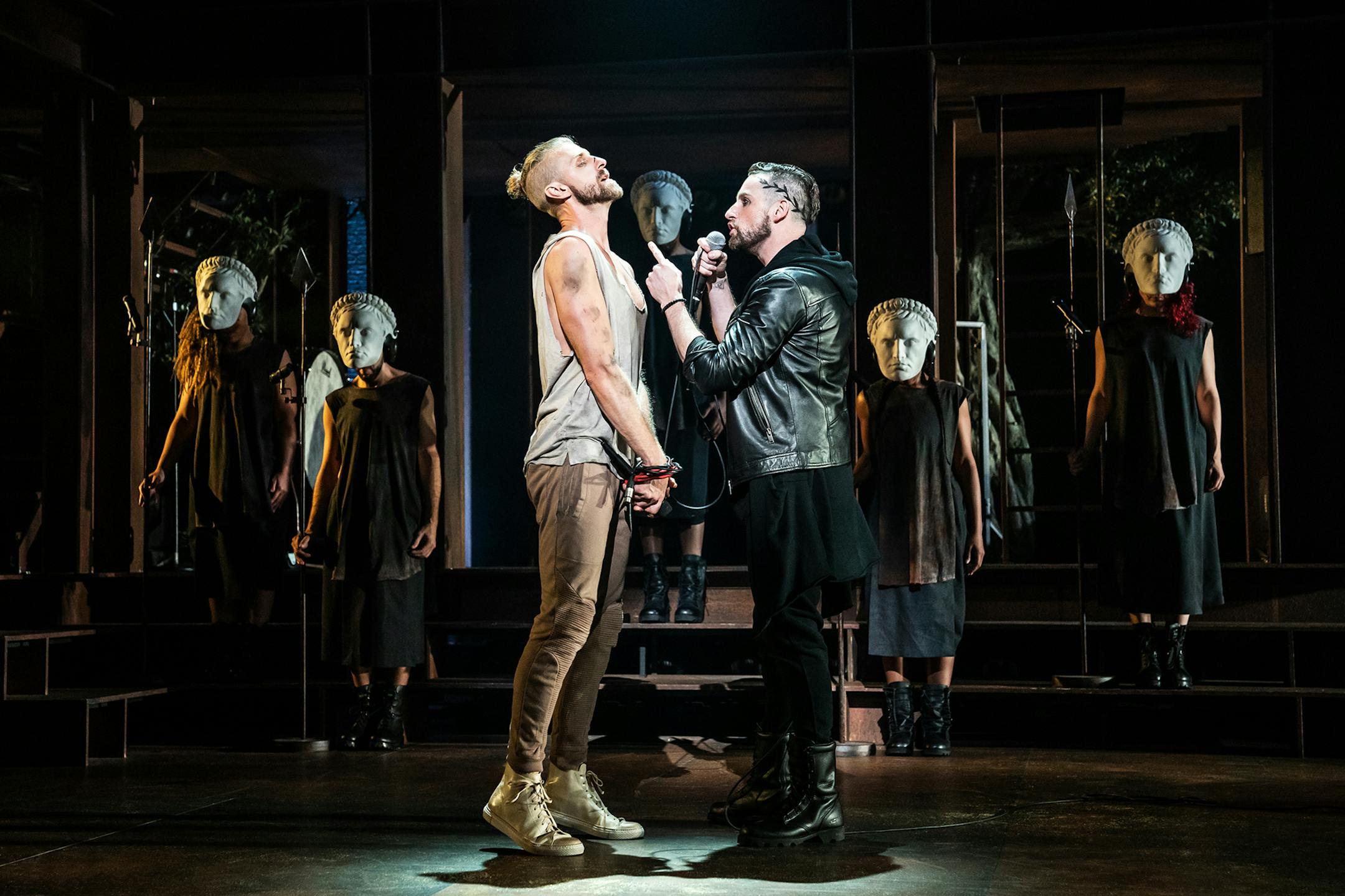 Aaron LaVigne, Tommy Sherlock and the company of the North American Tour of JESUS CHRIST SUPERSTAR. Photo by Matthew Murphy.