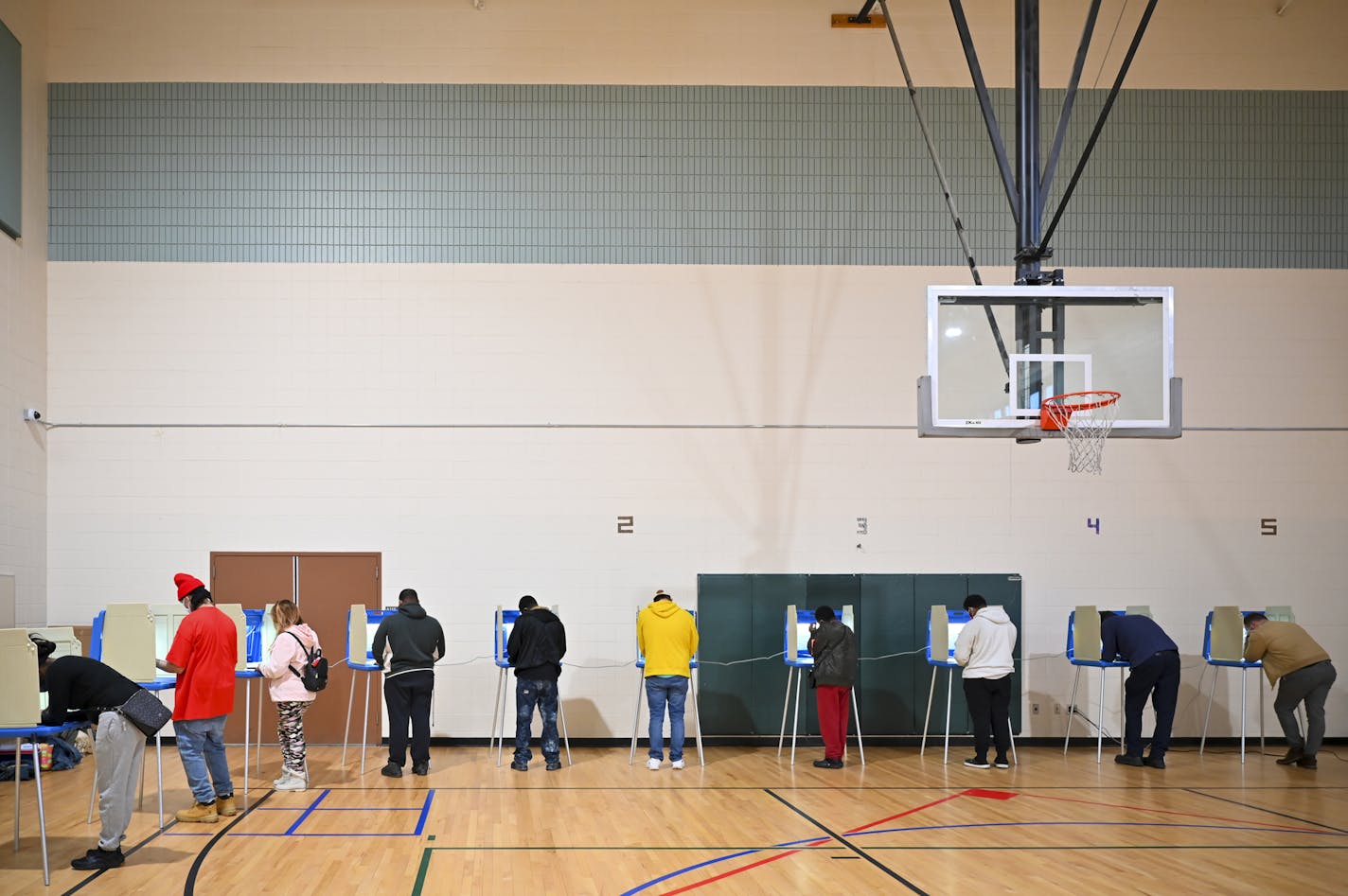 Voters filled out their ballots at Lucy Laney at Cleveland Park Community School in north Minneapolis Tuesday, Nov. 3, 2020.