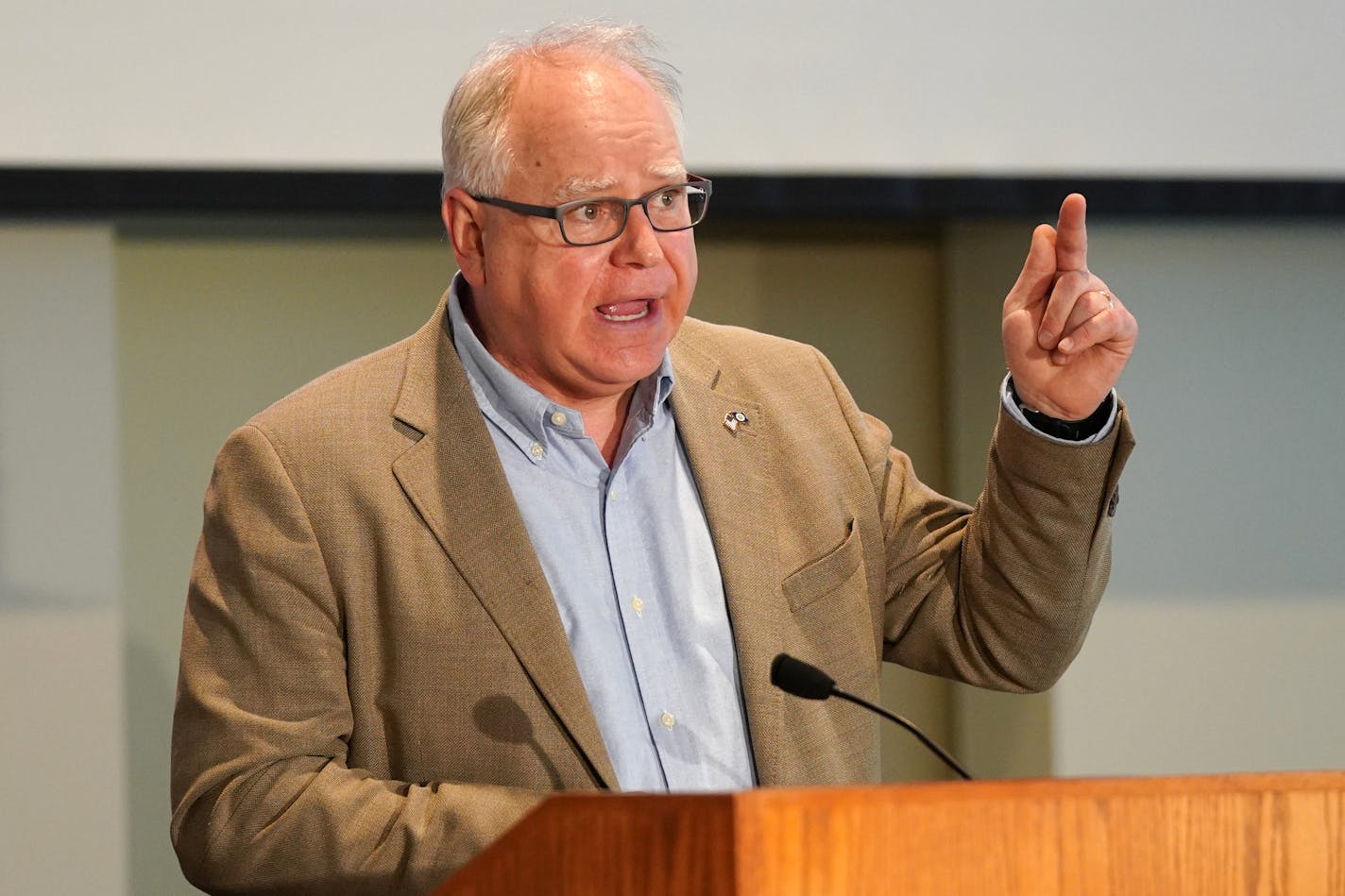 Gov. Tim Walz responded to remarks made my Senate Majority Leader Paul Gazelka during a press conference to announce a new executive order that eases restrictions on restaurants, gyms, and other areas of the economy Friday. ] ANTHONY SOUFFLE • anthony.souffle@startribune.com Gov. Tim Walz spoke at a press conference to announce a new executive order that eases restrictions on restaurants, gyms, and other areas of the economy Friday, June 5, 2020 in St. Paul, Minn.