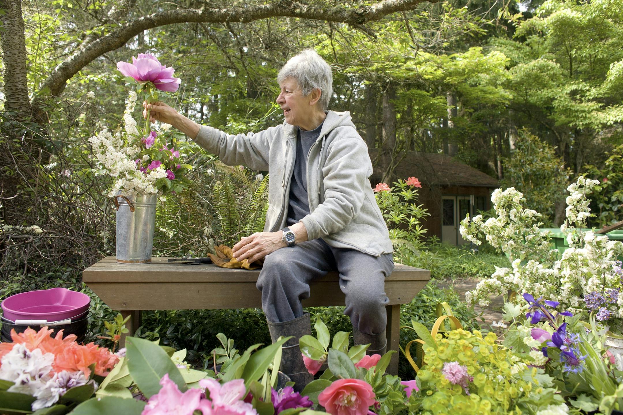 Former Minnesotan Patti Dusbabek keeps inexhaustibly busy at her Holly Lanes Bed & Breakfast on Bainbridge Island, Wash., tending her heirloom gardens as well as greenhouses.