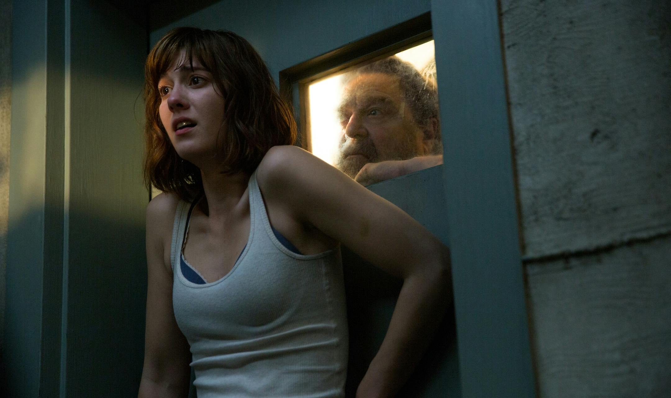 This image released by Paramount Pictures shows Mary Elizabeth Winstead, left, and John Goodman in a scene from "10 Cloverfield Lane." (Michele K. Short/Paramount Pictures via AP)