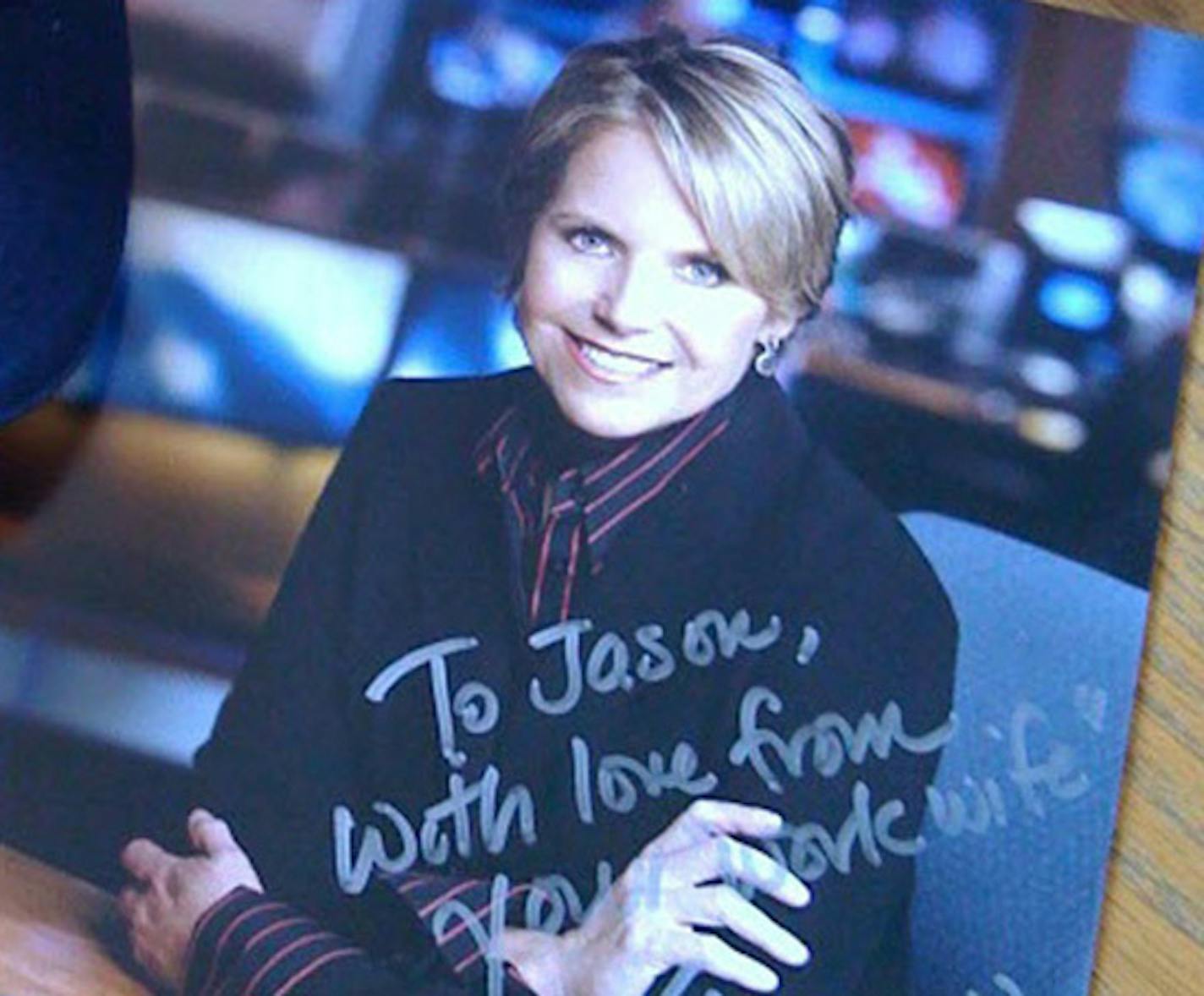 In 2009, Katie Couric surprised Jason Matheson of Fox 9 by calling into Matheson's FM107 show and sent a photo and CBS goodies.