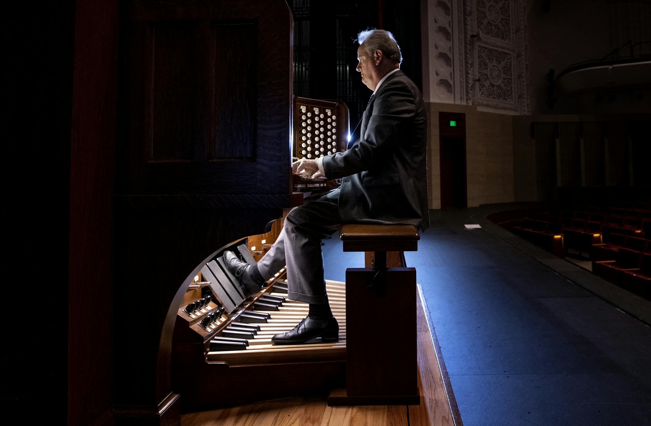 Professor Dean Billmeyer played the newly refurbished pipe organ at Northrop Auditorium. The organ uses almost 7000 pipes.