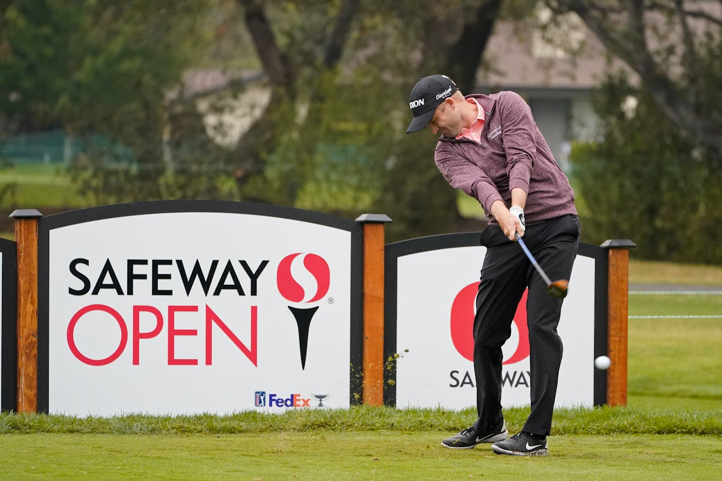 Russell Knox hits from the 14th tee of the Silverado Resort North Course during the first round of the Safeway Open