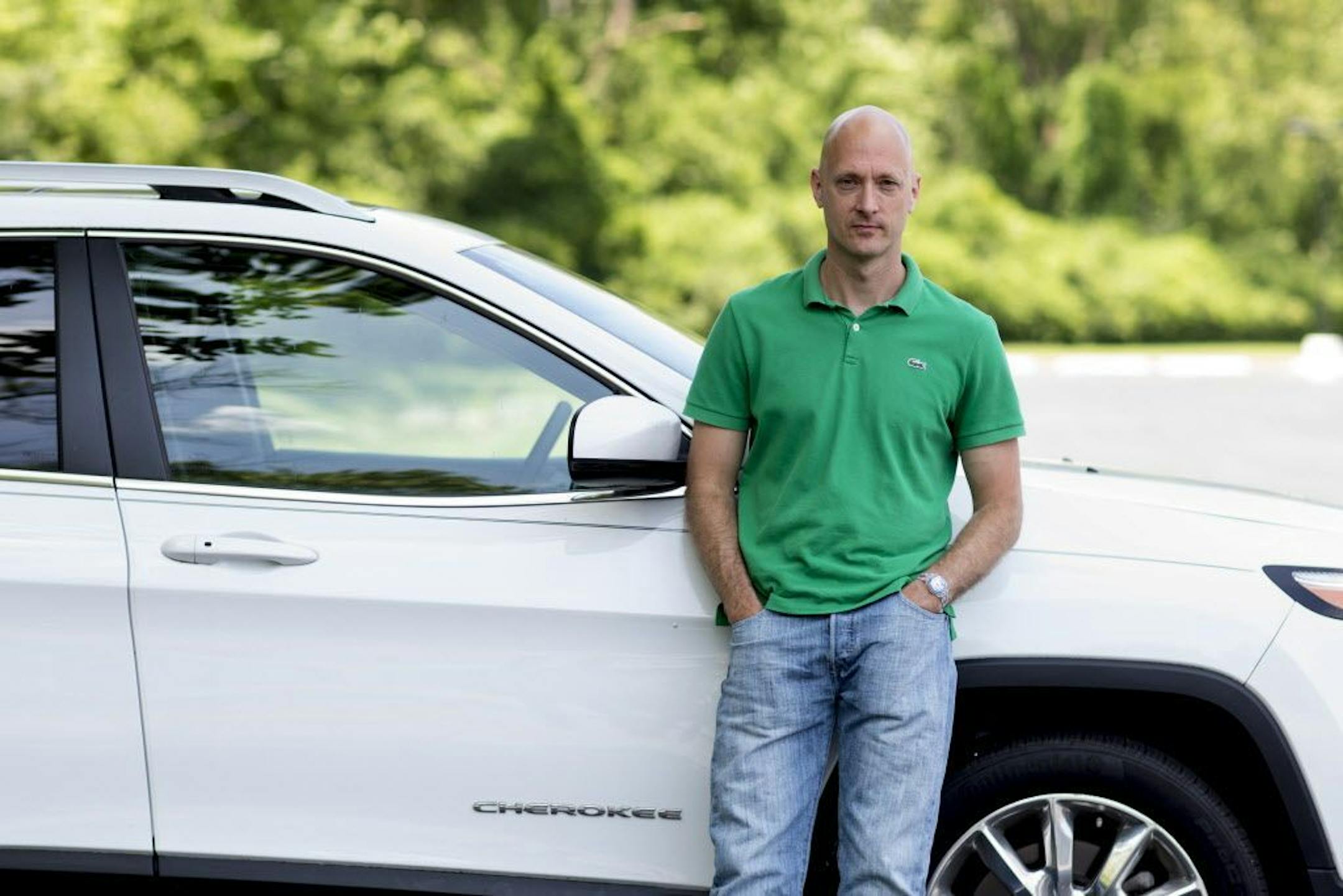 Charlie Miller, who along with a partner successfully hacked a Jeep Cherokee, in Ladue, Mo., July 23, 2015. The breach showed just how vulnerable the new breeds of web-connected vehicles can be, and the challenges that manufacturers face in defending against attacks common in other technology fields.
