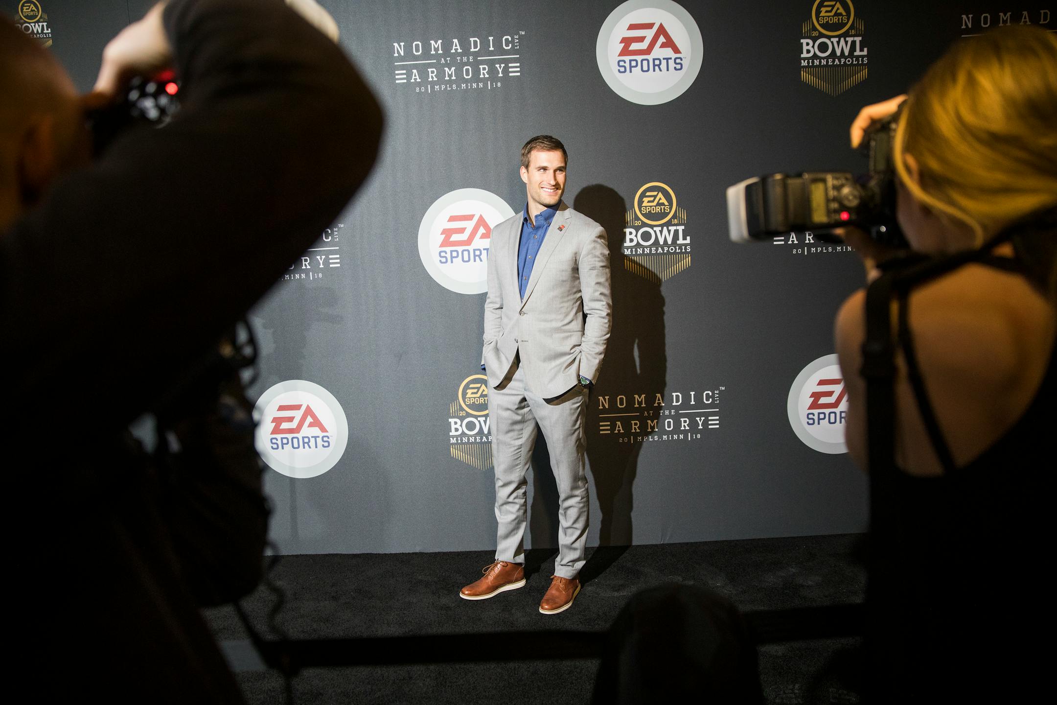 Kirk Cousins, pictured Thursday night at an event in downtown Minneapolis, is out in Washington. No doubt there will suitors for a QB who threw for 4,093 yards and 27 touchdowns this season.