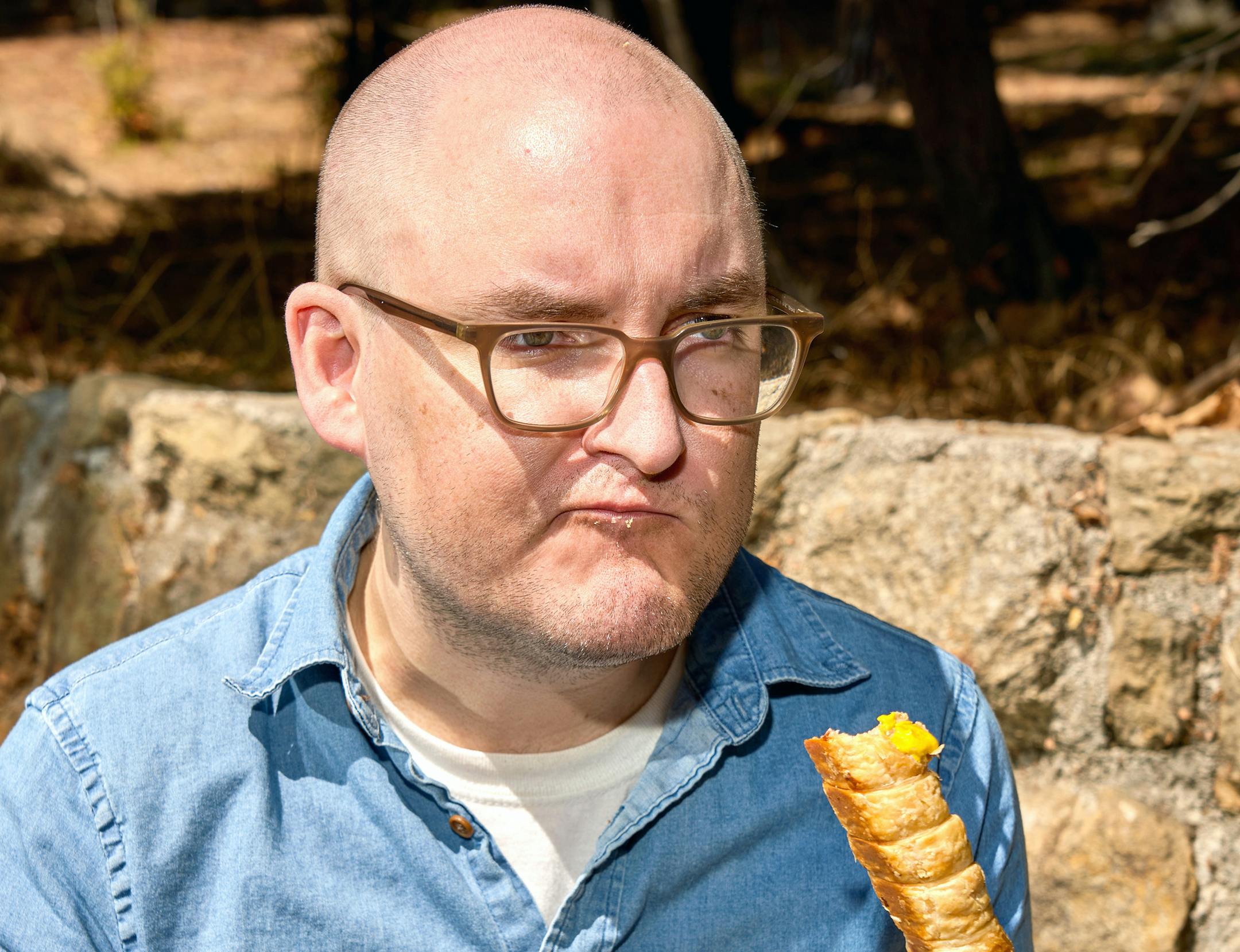 Comedy writer Brian Thompson plays an earnest, eager naïf on his podcast.