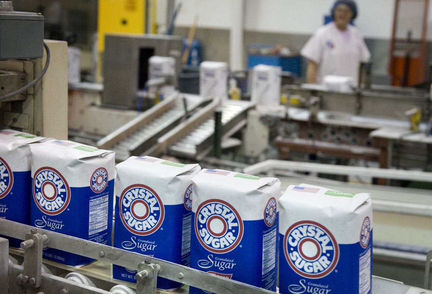 Five-pound bags of table sugar from beets are filled at American Crystal Sugar Company in Moorhead.