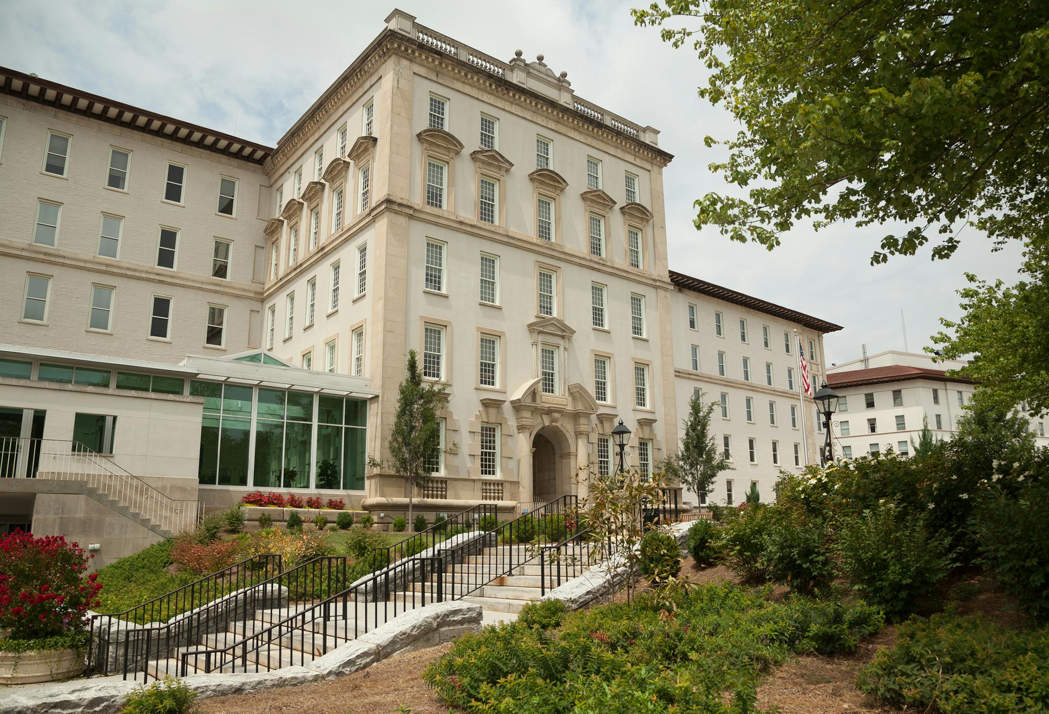 The Emory University Hospital in Atlanta, where the first of two American aid workers infected with Ebola in West Africa was admitted, Aug. 2, 2014. Images showed Dr. Kent Brantly walking into the hospital with assistance, and will be housed in a small unit well away from other patients. (Dustin Chambers/The New York Times)