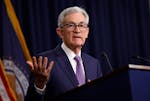 Federal Reserve Bank Chair Jerome Powell announces that interest rates will remain unchanged during a news conference at the Federal Reserves’s Will
