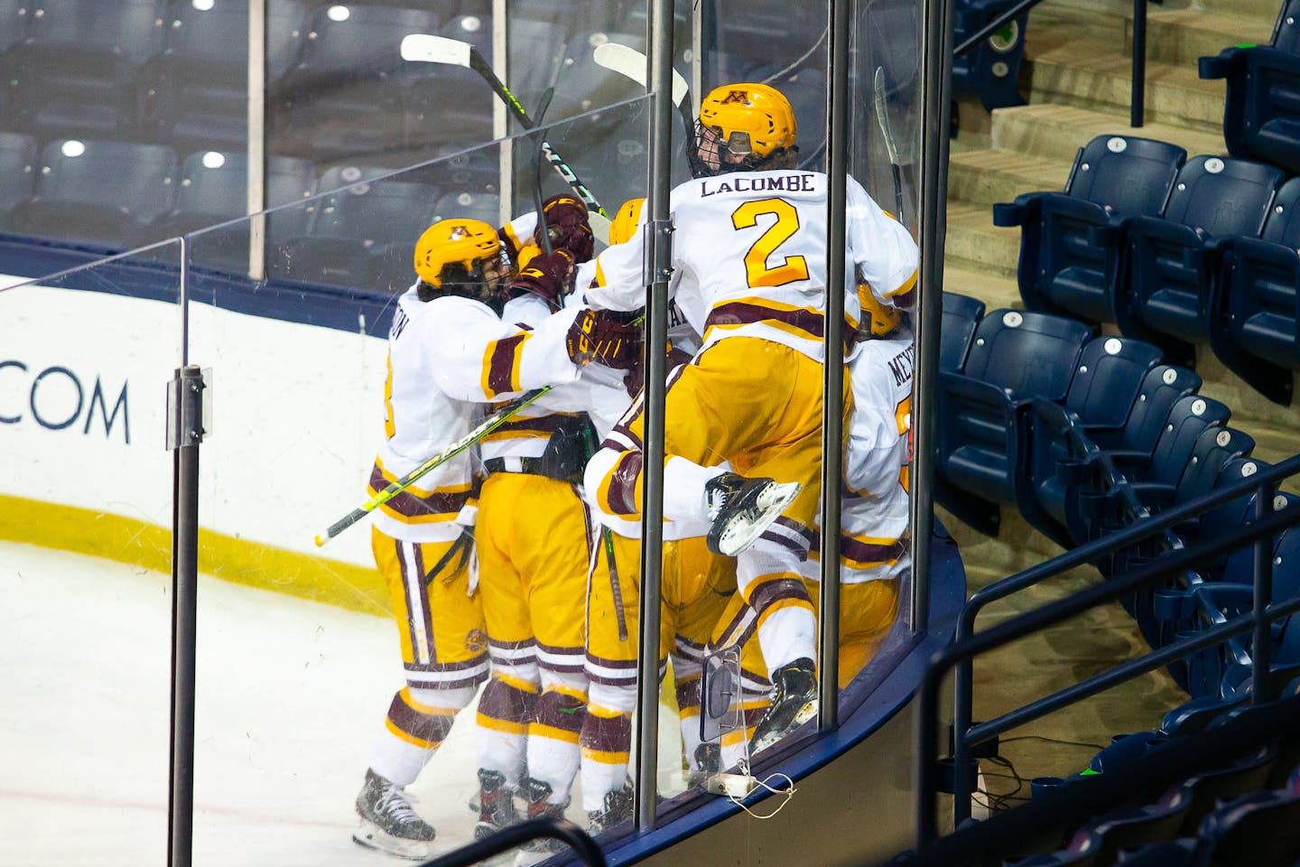 during Big Ten Men's Ice Hockey Tournament Semi-Final action between University of Michigan vs University of Minnesota at Compton Family Ice Arena in South Bend, Indiana on March 15, 2021