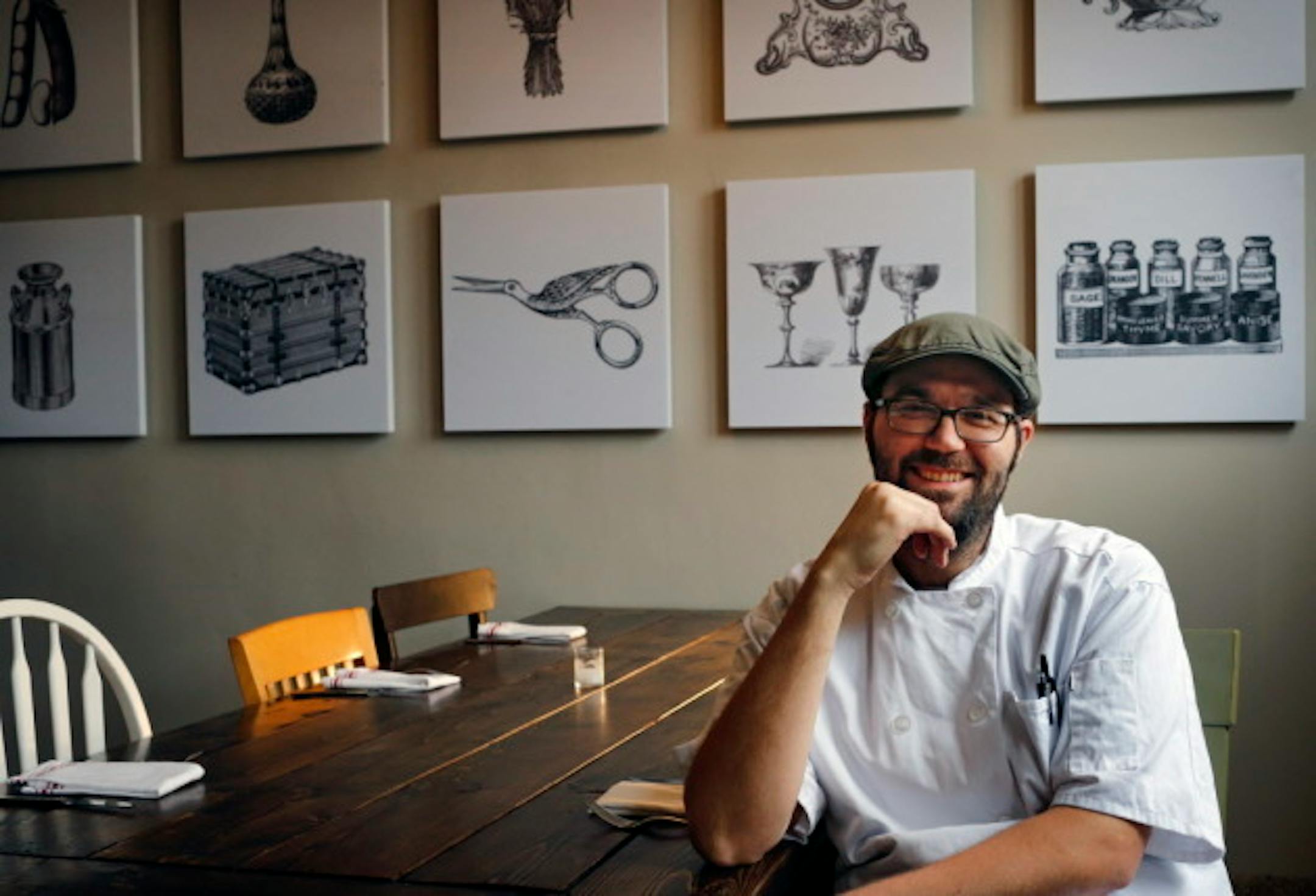Chef Wyatt Evans. Restaurant review: Heirloom Kitchen, a new neighborhood restaurant in St. Paul by former WA Frost chef Wyatt Evans. ] Brian.Peterson@startribune.com St. Paul,  MN - 03/17/2016