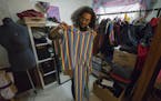 Mason Persons holds up a jumpsuit he made for the Pride festival.]
TONY SAUNDERS &#xa1; anthony.saunders@startribune.com on Monday, April 8, 2019 at h