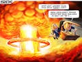 Sack cartoon: Donald Trump with the nuclear codes