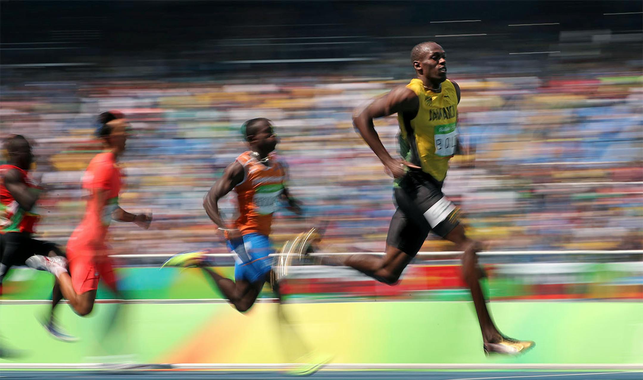 Jamaica's Usain Bolt ran away from the group this morning in the Men's 200 meter heat.