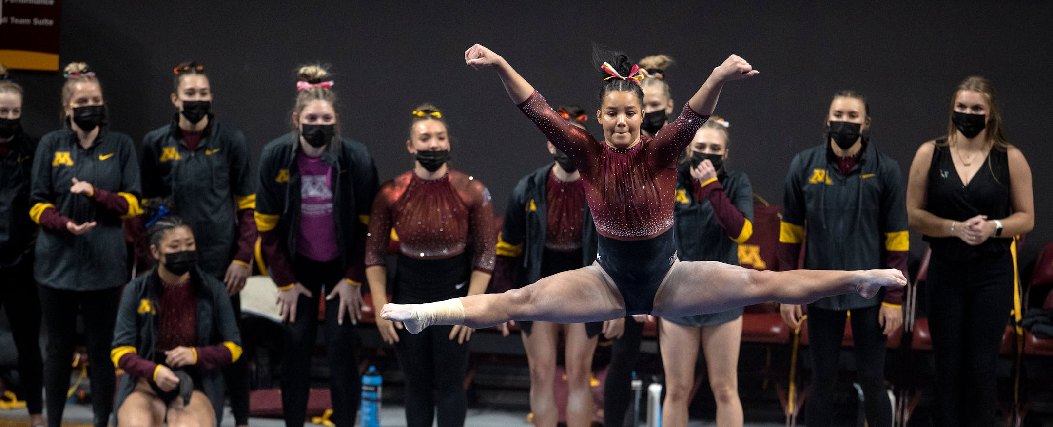Mya Hooten of Minnesota competes in the floor exercise.