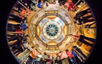 In the State Capitol Rotunda, Senator Charles Wiger, DFL-Maplewood, right talked to a group of visiting students from Edgerton Elementary School from 