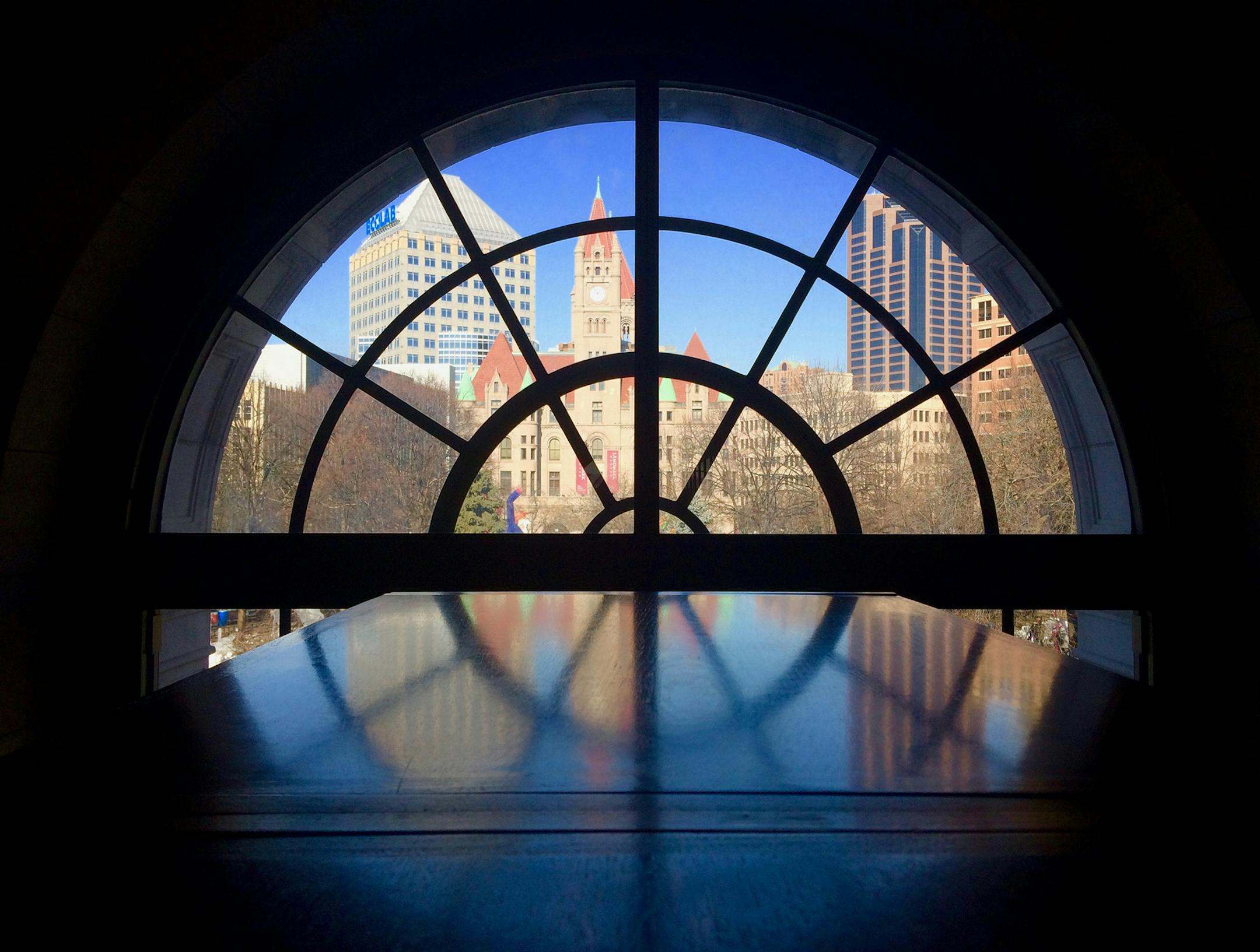 Cindy Boo of Ramsey: Inside the St. Paul Public Library overlooking Rice Park and The Landmark Center.