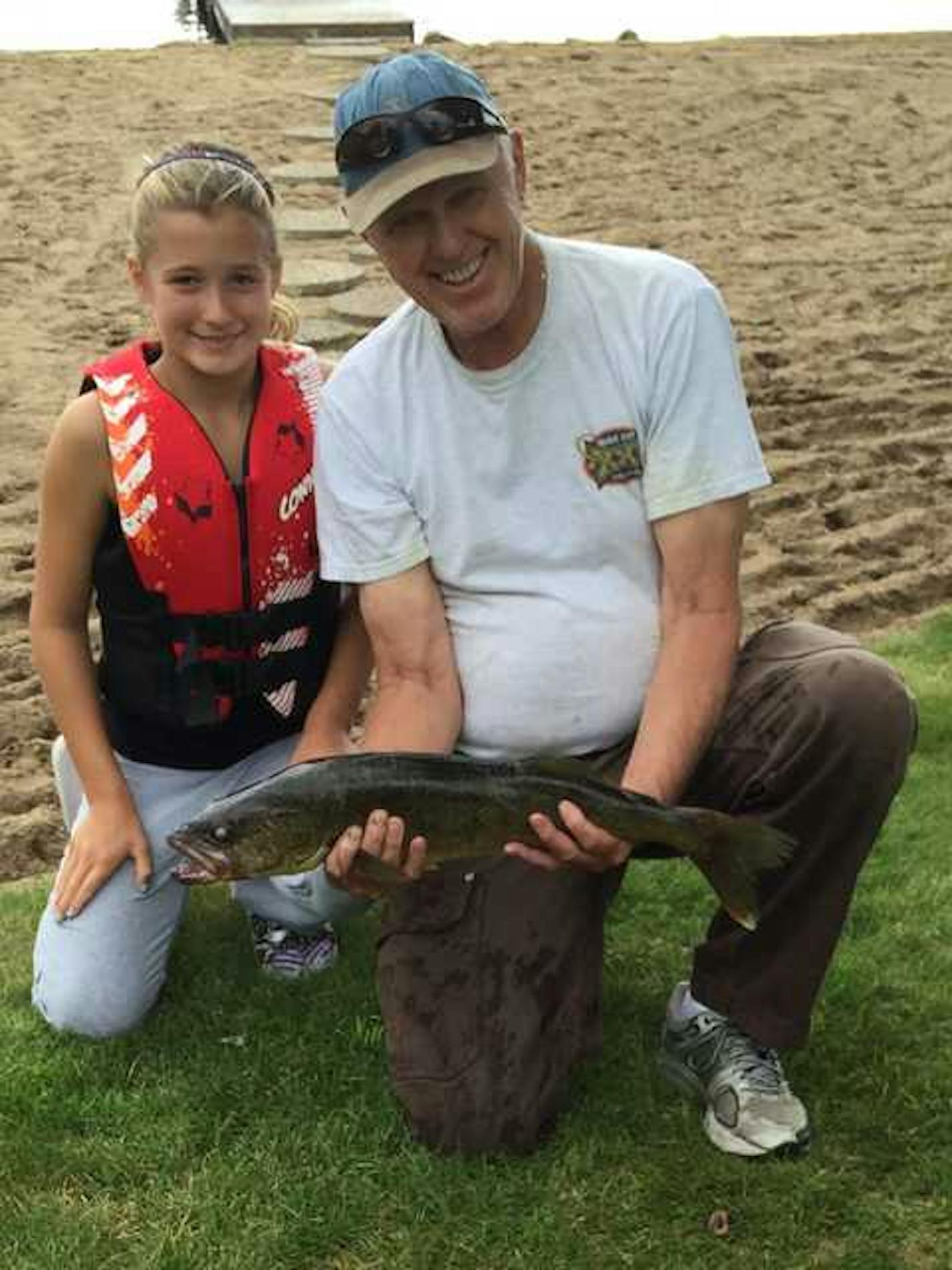 11-year old Ella Joesting of Prior Lake caught this 24-inch walleye on Aug. 4 while fishing with her grandfather, David Joesting of Eden Prairie, on Cross Lake. She used a Lindy Rig with a leech.