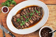 Slow Cooker Spiced Pomegranate Beef Brisket is an impressive dish for your holiday table. Photo and recipe by Meredith Deeds, Special to the Star Trib