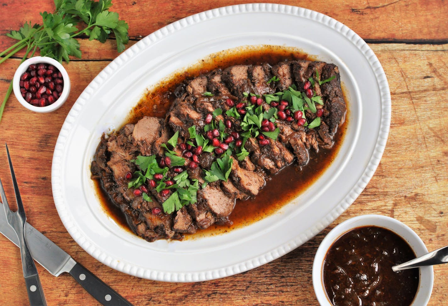 Slow Cooker Spiced Pomegranate Beef Brisket is an impressive dish for your holiday table. Photo and recipe by Meredith Deeds, Special to the Star Tribune