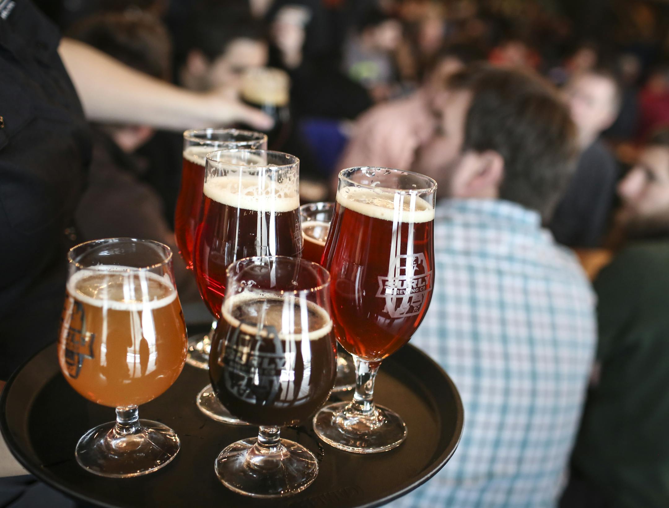 Beers at the Surly brew-pub tap room public grand opening in Minneapolis, Minn. on Friday, December 19, 2014. ] RENÉE JONES SCHNEIDER reneejones@startribune.com
