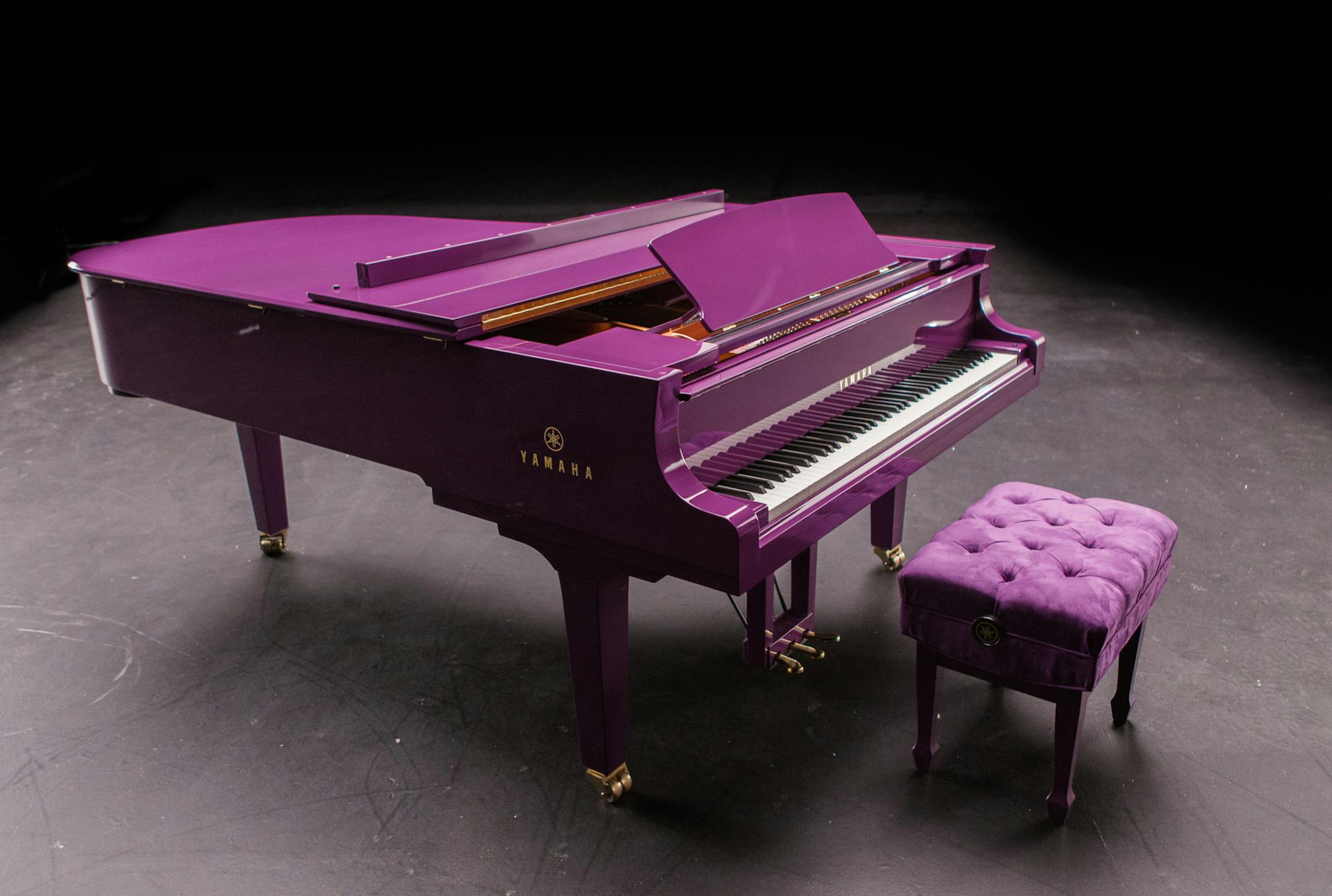 This undated photo released by Yamaha Entertainment Group shows a custom-made purple piano the company manufactured for musician Prince. Days before his death, Prince tweeted a photo of the piano intended to be a centerpiece of his scheduled tour. The acoustics of the piano were fine-tuned to Prince's specifications. The artist, 57, who was found dead in his suburban Minneapolis home Thursday, April 21, 2016, had intended it for his Prince, Piano and a Microphone tour. (Yamaha Entertainment Grou