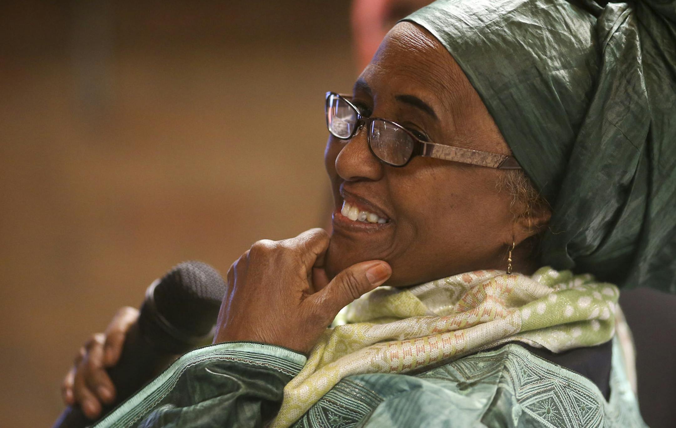 Dr. Hawa Abdi talked to a group at American Refugee Committee headquarters in Minneapolis, Min., Wednesday, April 10, 2013. Dr. Abdi was traveling in the US on a book tour. ] (KYNDELL HARKNESS/STAR TRIBUNE) kyndell.harkness@startribune.com