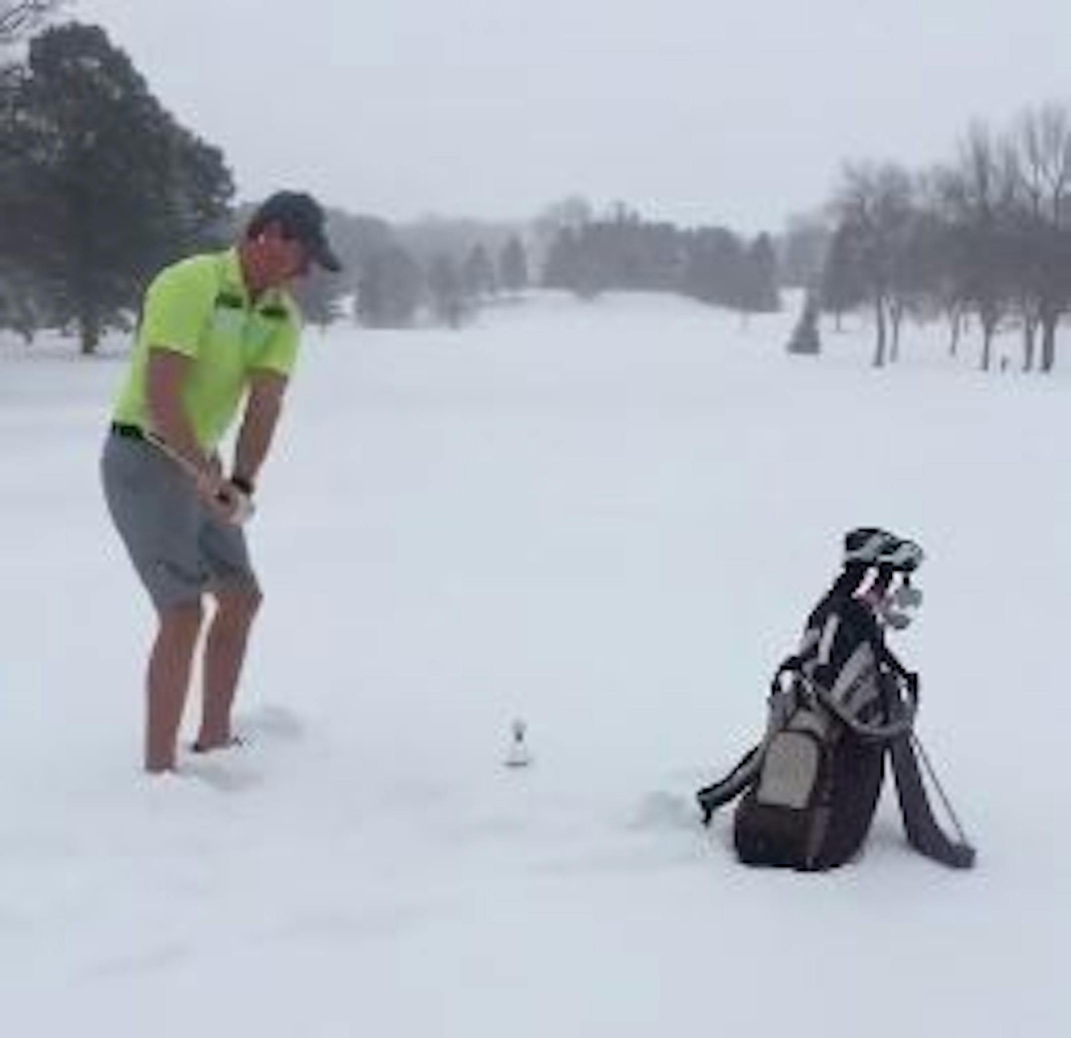 "I just figured my friends would get a good laugh, and then it escalated," Jesse Roscoe, who is the superintendent at the Ortonville Golf Course, said of his video of golfing in the snow.