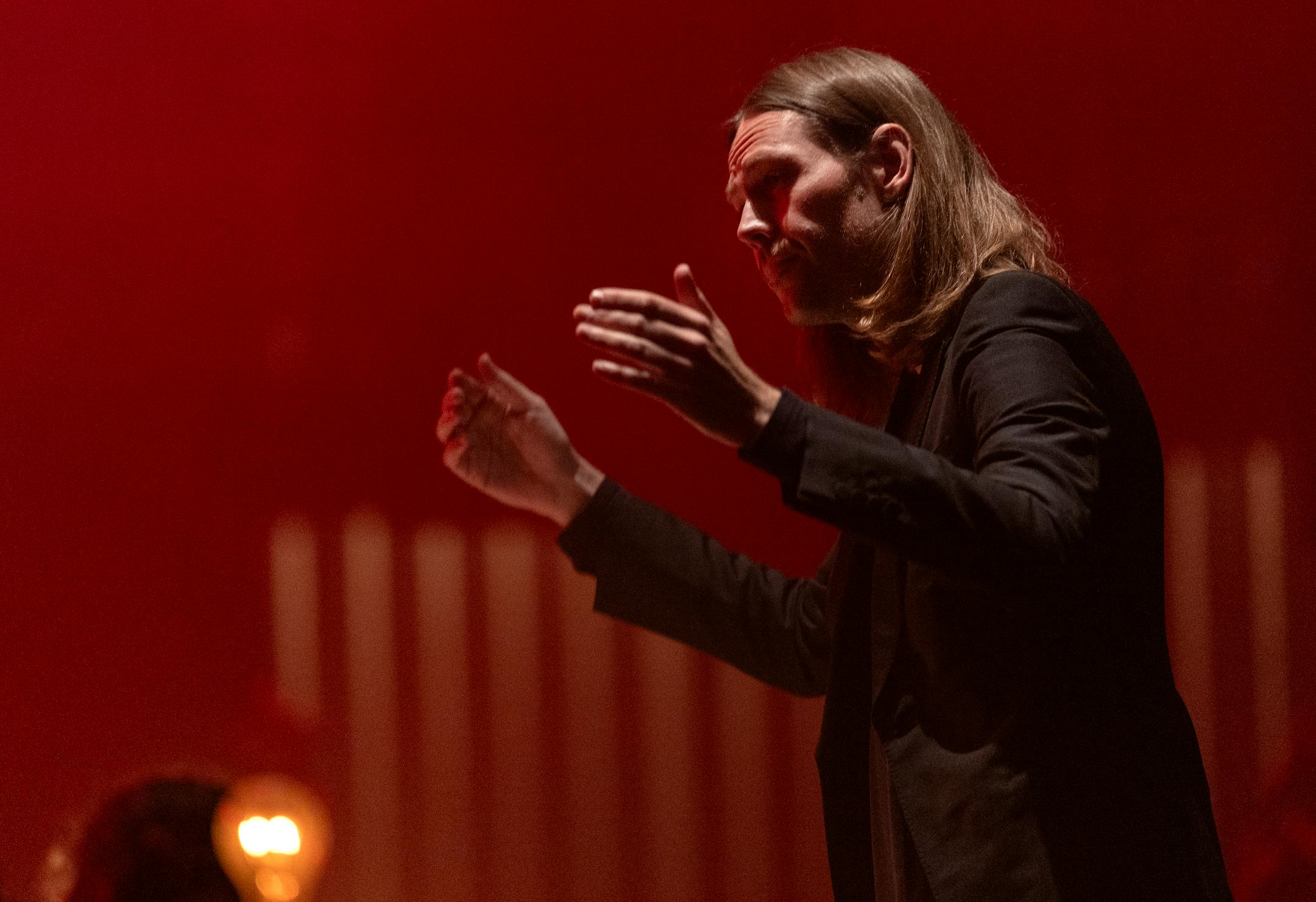 Conductor Robert Ames performed with Sigur Ros Monday, August 21, 2023, at The State Theatre in Minneapolis, Minn. ] CARLOS GONZALEZ • carlos.gonzalez@startribune.com