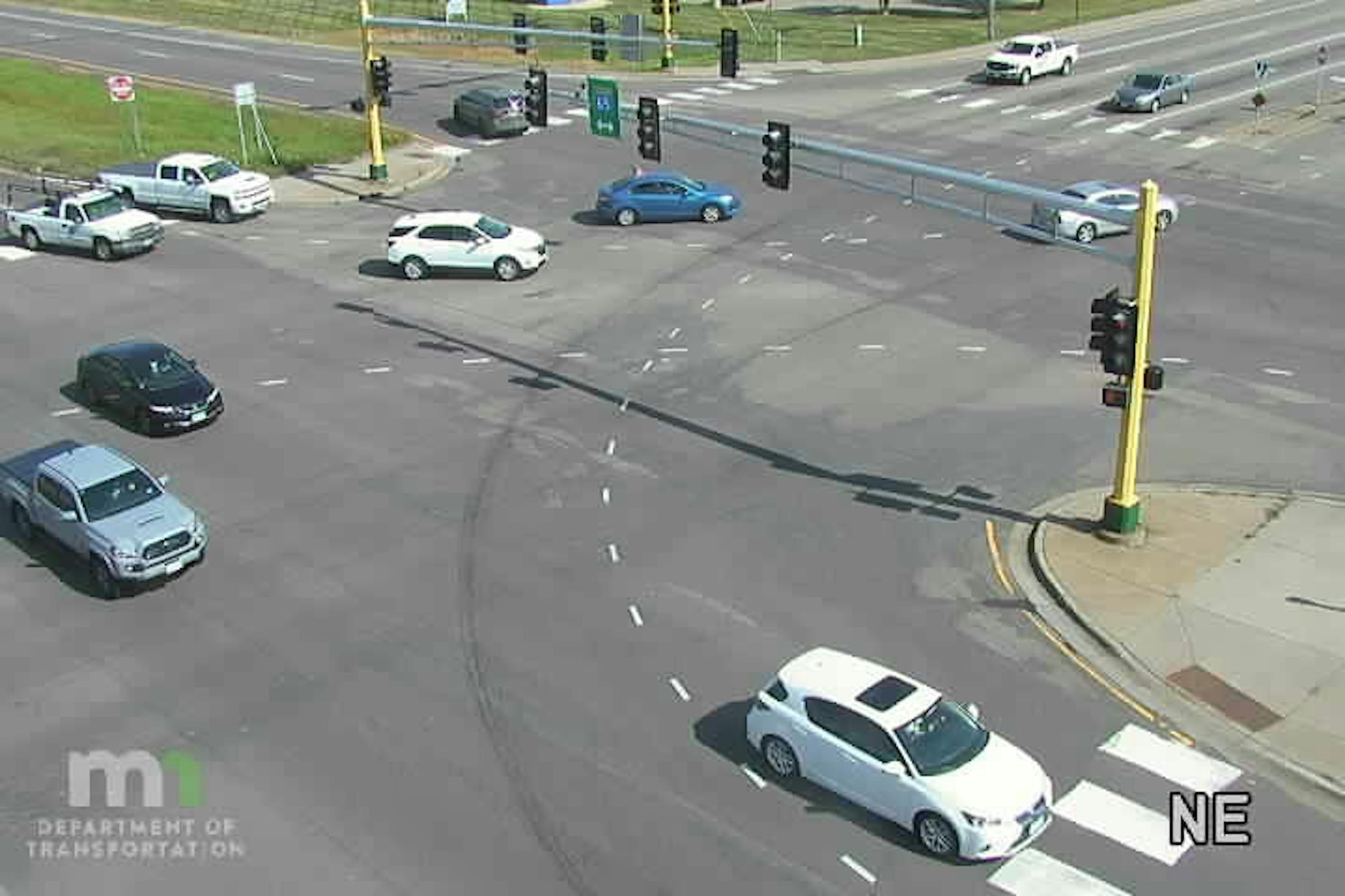Motorists make their way along traffic-clogged Hwy. 65 in Blaine.