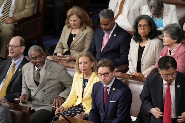 Minnesota Democratic Rep. Dean Phillips, second from right in first row, is seen here before Israeli President Isaac Herzog’s address to Congress.