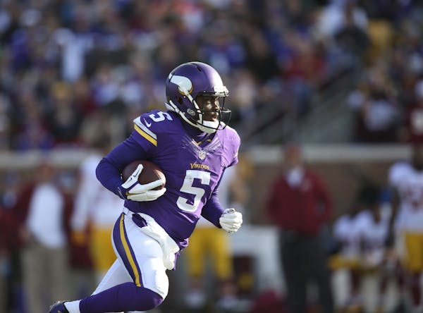 Teddy Bridgewater scrambled for a three yard gain and a first down in the fourth quarter Sunday at TCF Bank Stadium.