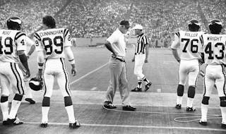 Bud Grant pacing the sidelines in 1979.