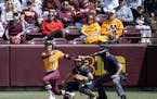 Gophers center fielder Natalie DenHartog has hit 15 home runs this season to go with a .336 batting average. is a two-time first-team All-Big Ten perf