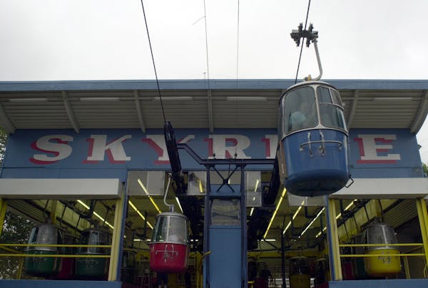 Cars come and go from the Skyride at the Minnesota State Fair.