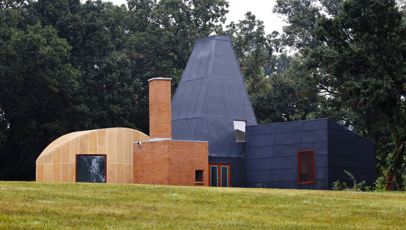 credit: Mike Ekern, University of St. Thomas The Winton Guest House, designed by renowned architect Frank Gehry, stands assembled in its final location at the University of St. Thomas' Gainey Center in Owatonna, Minn. August 31, 2011. The house was moved, in pieces, to this spot from its original location in Orono, Minn. ORG XMIT: MIN2014021316592247