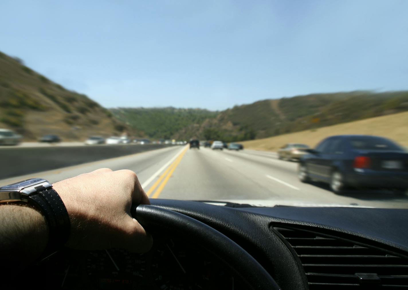 iStock
From cars interior speeding down the freeway.