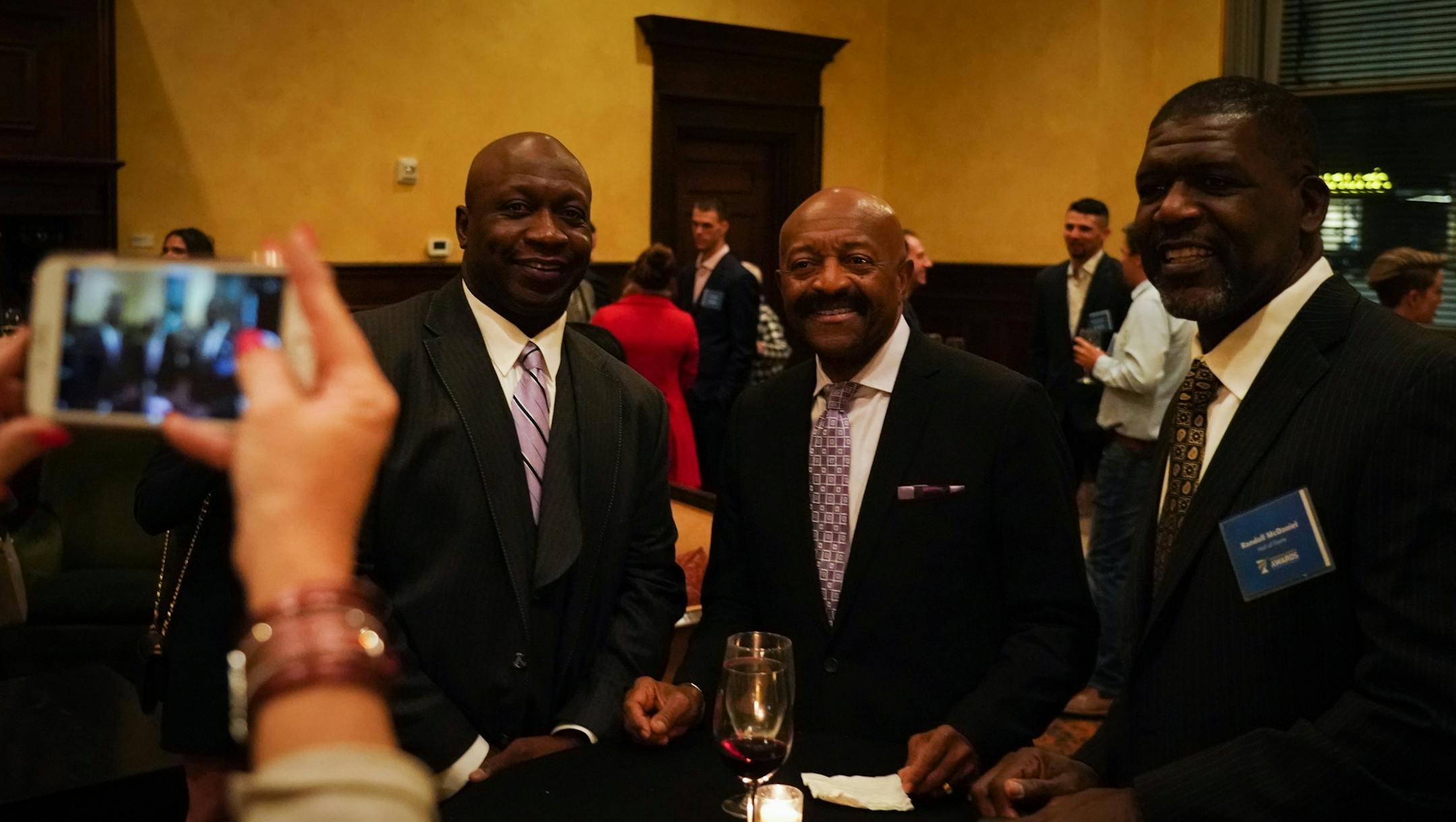 (From left) John Randle, Randall McDaniel and Greg Coleman posed for a photo prior to the Minnesota Sports Awards ceremony.