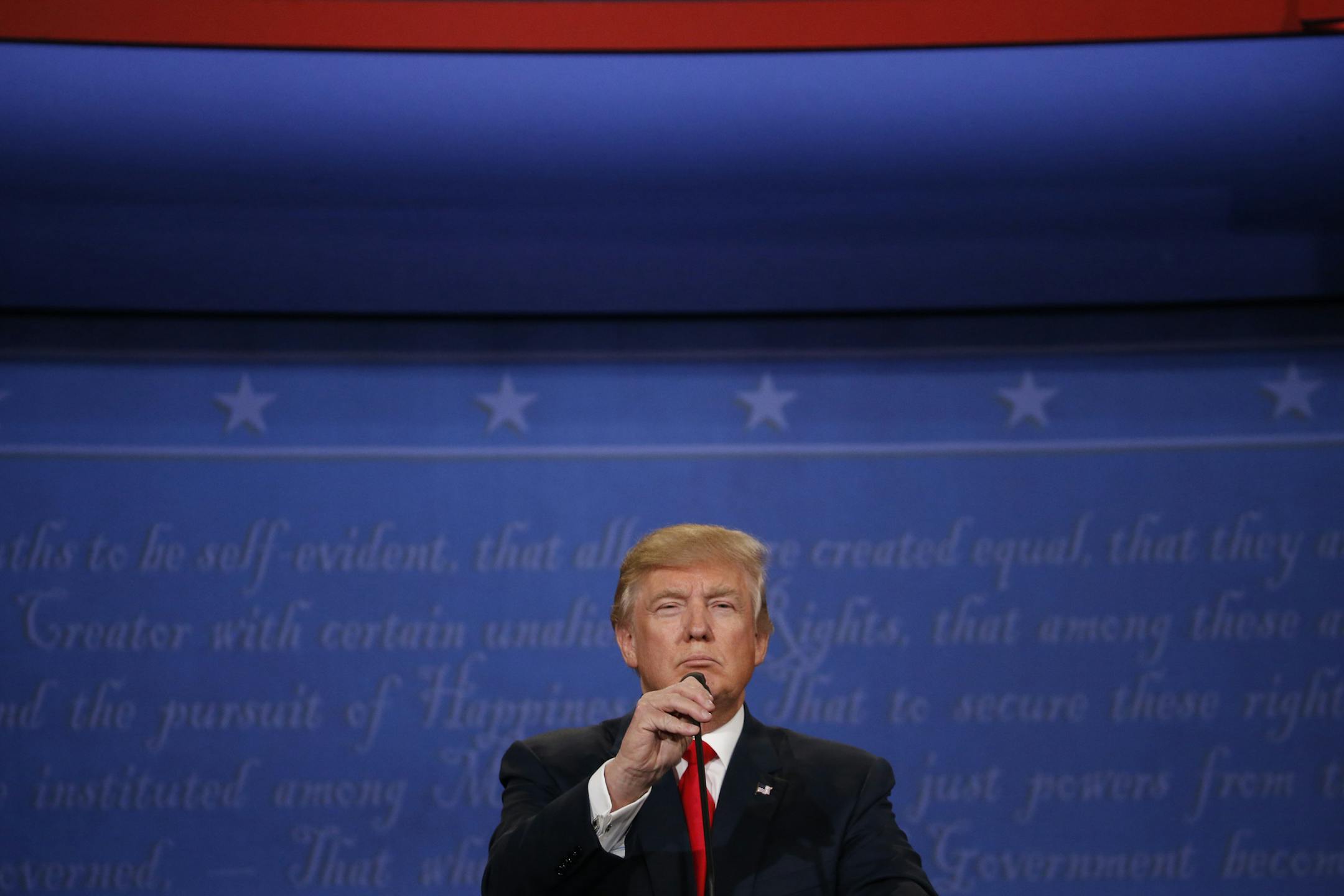 FILE -- Then Republican presidential nominee, Donald Trump, during the third presidential debate at the University of Nevada in Las Vegas, on Oct. 19, 2016. President Trump and Joe Biden, the Democratic presidential nominee will face each other in three debates, the first of which takes place on Tuesday, Sept. 29, 2020, in Cleveland. (Josh Haner/The New York Times)