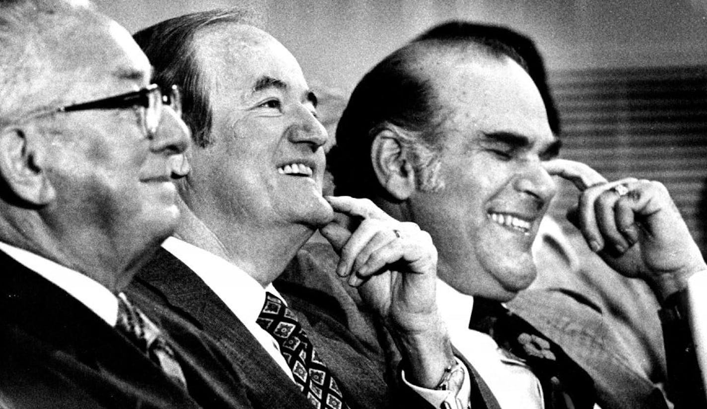 April 23, 1976 Sen. Hubert Humphrey Humphrey sat between businessman Jay Phillips, left, and Dr. John Najarian, chief of surgery at University of Minnesota Hospitals, during the dedication Thursday of the university's new kidney-treatment center. Phillips was A major fund-raiser for the center and Humphrey was guest speaker at the ceremonies in Mayo Auditorium. Kent Kobersteen, Minneapolis Star Tribune