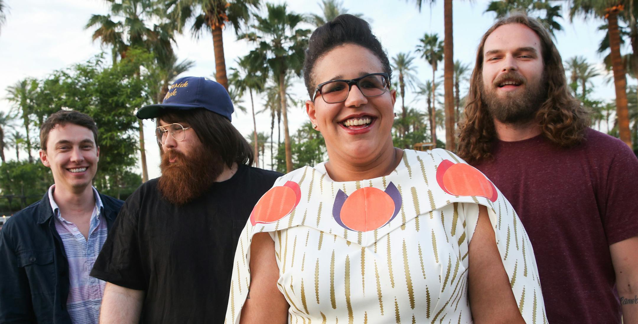 FILE - In this April 10, 2015 file photo, Alabama Shakes, from left, Heath Fogg, Zac Cockrell, Brittany Howard and Steve Johnson pose for a portrait at the 2015 Coachella Music and Arts Festival in Indio, Calif. The band will release their latest album "Sound & Color," on Tuesday, April 21. (Photo by Rich Fury/Invision/AP)